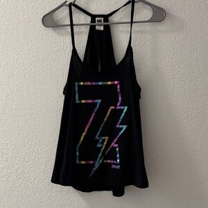 Zumba Fitness Black Tank Top with Colorful Lightning Design